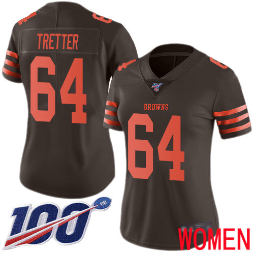 Cleveland Browns JC Tretter Women Brown Limited Jersey 64 NFL Football 100th Season Rush Vapor Untouchable